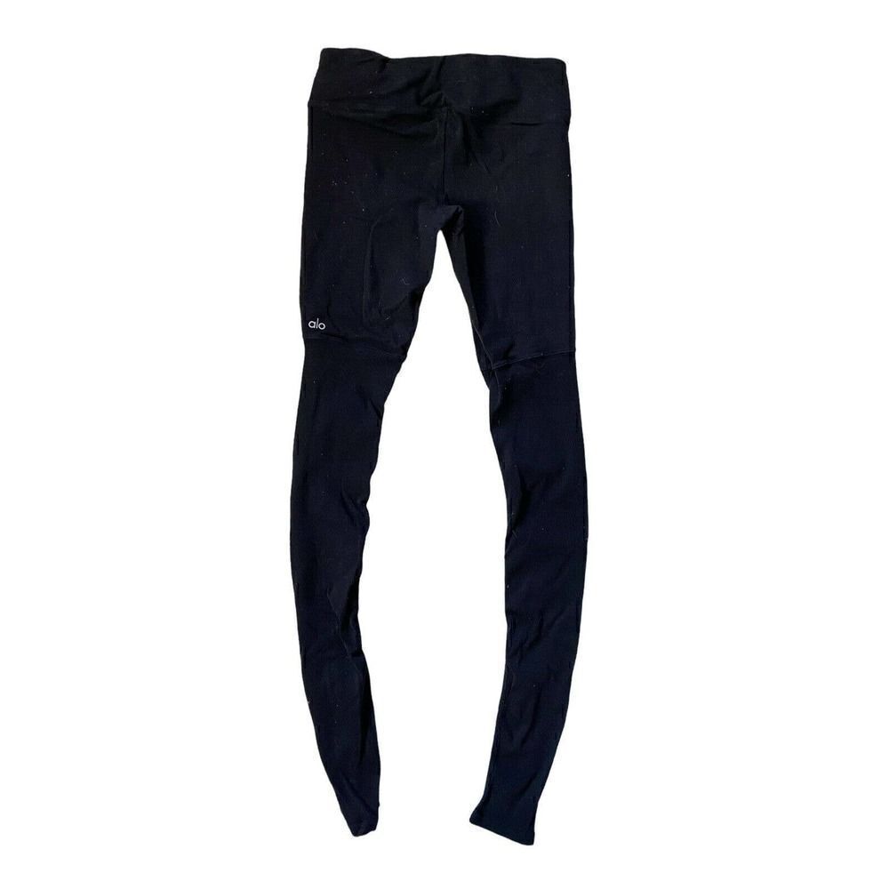 ALO Yoga Black High Waist Goddess Ribbed Leggings Women's Size Small Long